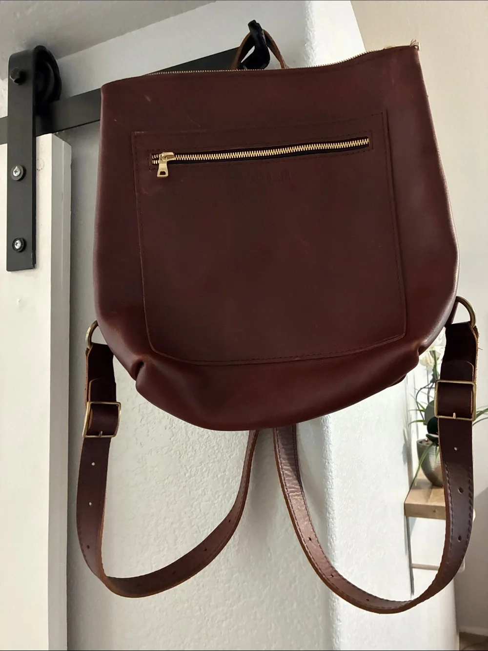 NWOT!!Portland Leather Chestnut Brown Backpack with Gold Hardware